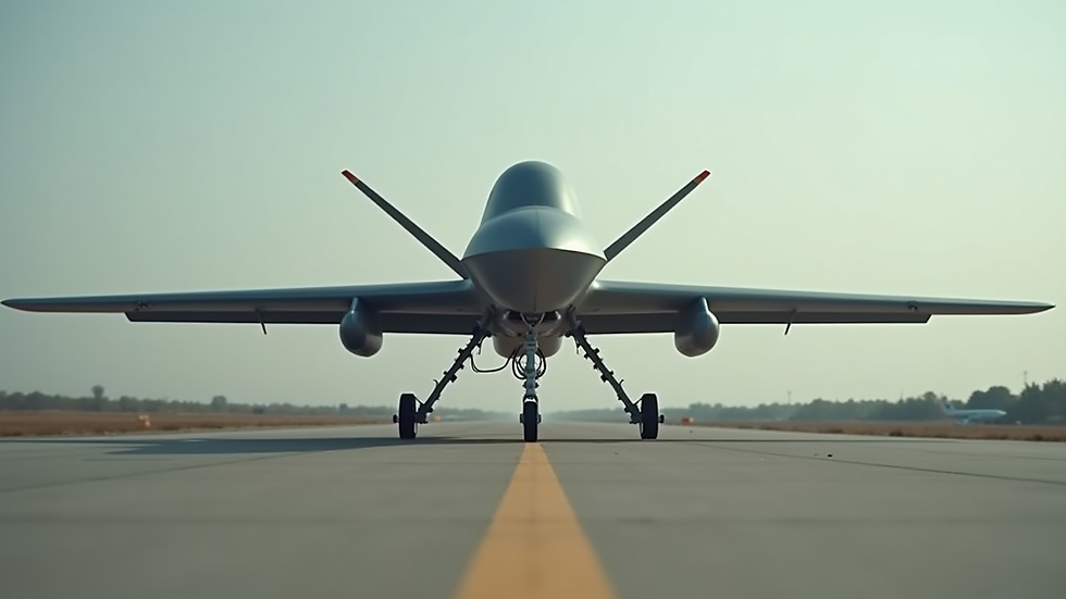 Eye-level view of a German military drone on a launch pad