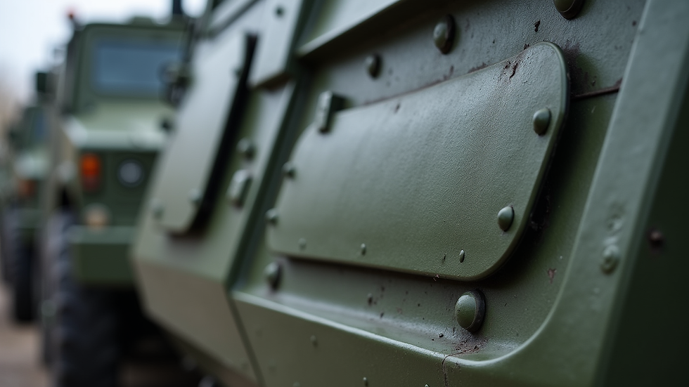Close-up view of advanced composite armor panels used in German military vehicles