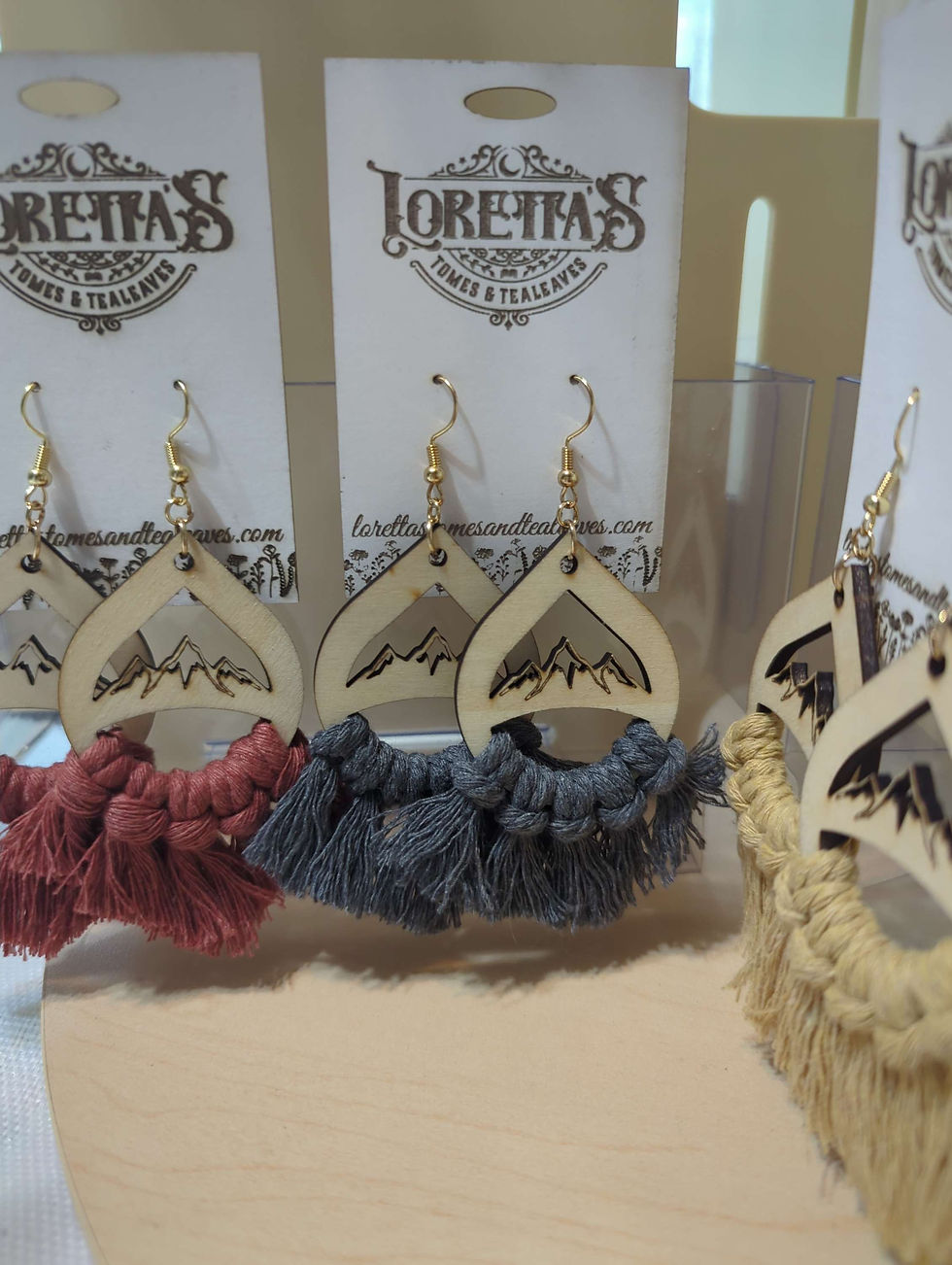 Thumbnail: Macrame Teardrop Earrings, Mountain Tops