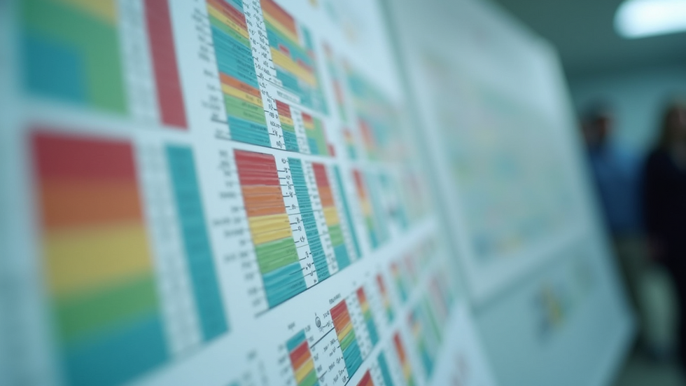 Close-up view of a psychological test display with colourful charts
