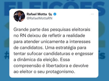 Rafael Motta acusa institutos de pesquisa de favorecimento a adversários