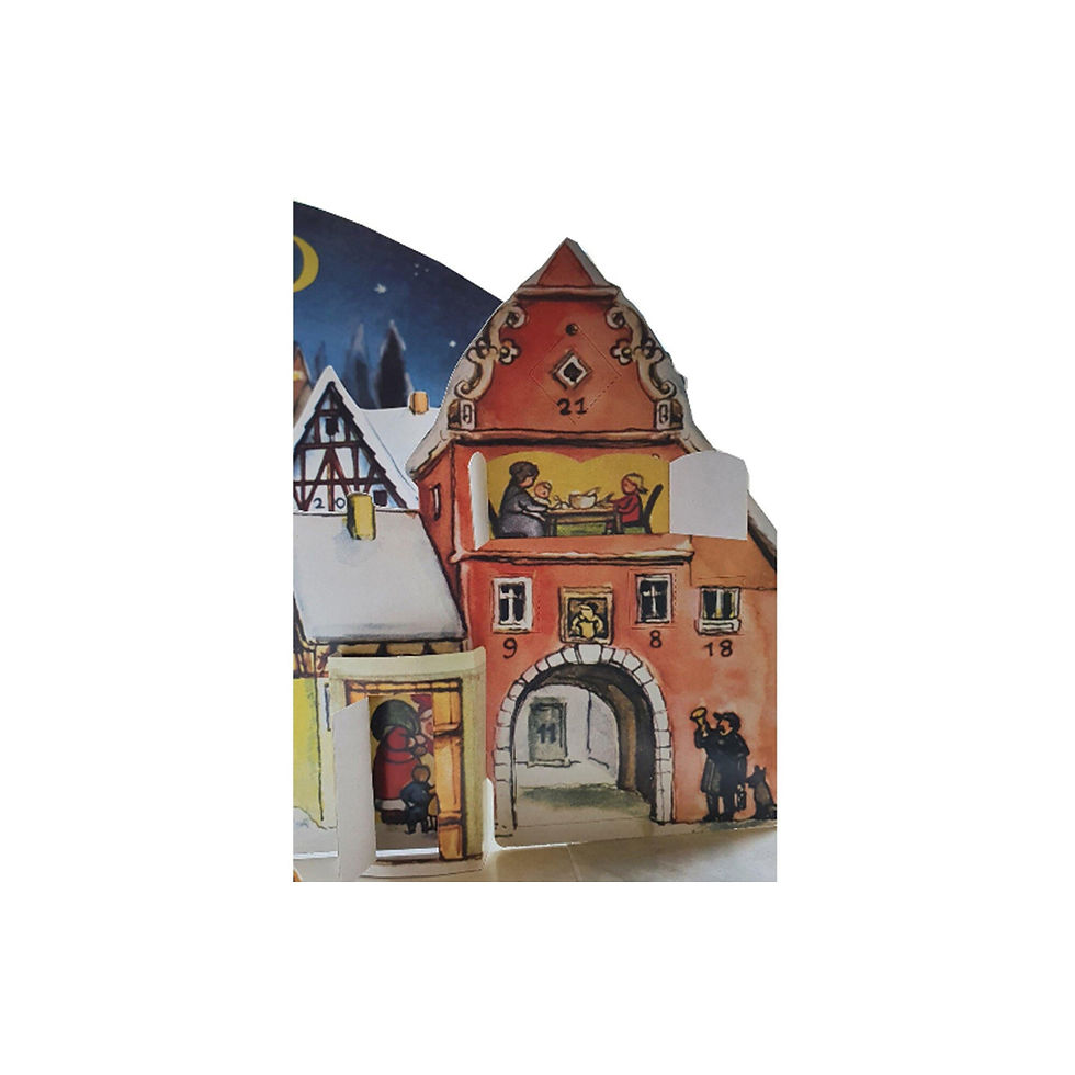 Thumbnail: 3-D German Advent Calendar - Moonlit Village Christmas Market 1955 Reproduction