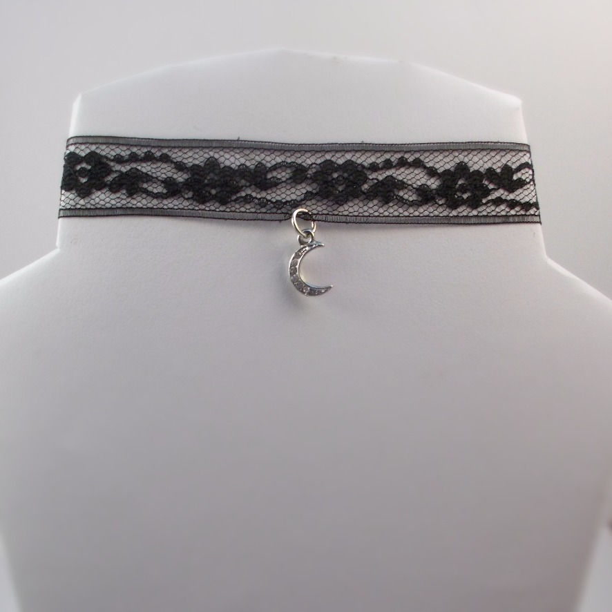 Black Lace with Moon Charm