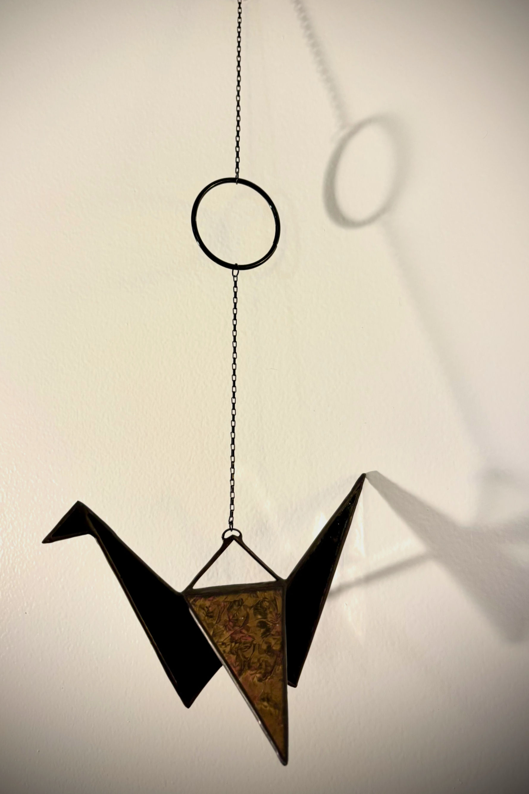 Black Origami Crane Suncatcher Chain, Single