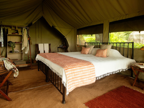 Inside room view of our luxury tented safari camp in the southern Serengeti.