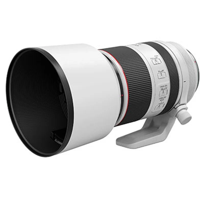 Canon rf 70-200mm f/2.8l is usm lens with a white background