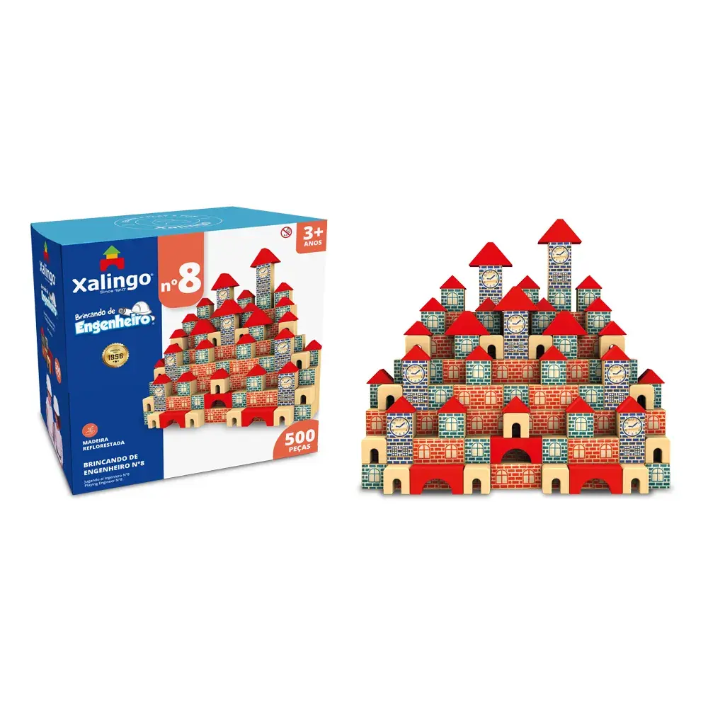 Brincando de Engenheiro N° 8 Xalingo - Blocos de Montar - 500 peças