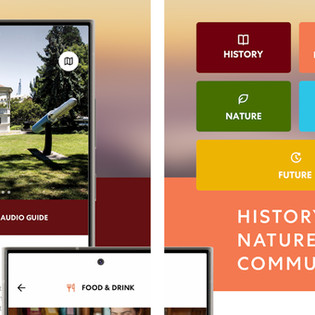 Mobile app design and development for Mare Island featuring interactive maps, audio guides, and curated visitor content by Transparent House