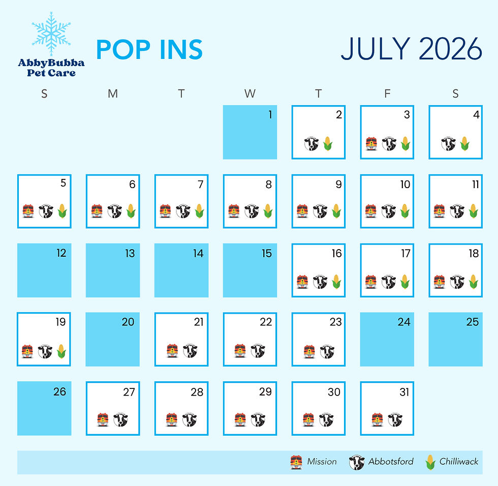 July Pop In Availability Calendar