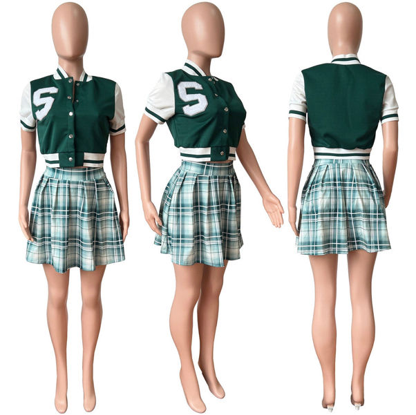 Thumbnail: School girl skirt and letterman Jacket 