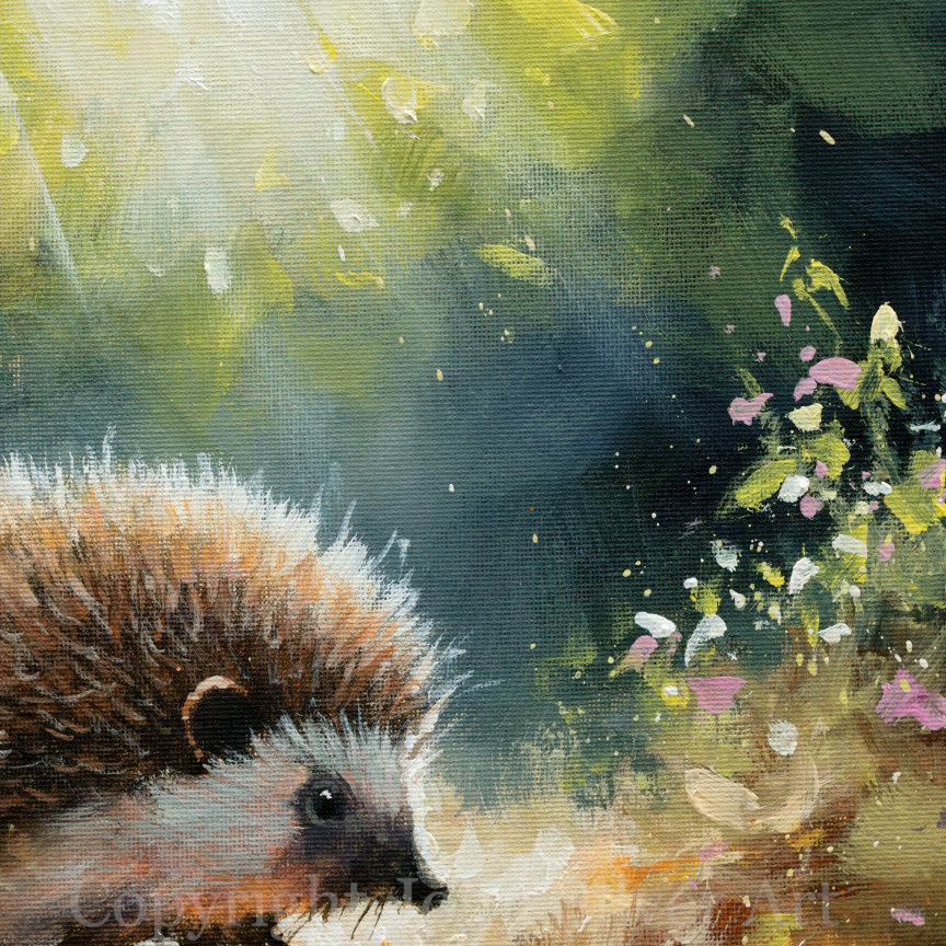 Thumbnail: Hedgehog portrait. Original Fine Art Acrylic Painting 30 x 30 cm by John Silver