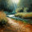 Thumbnail: Original Impressionist Painting "A Summer stream" 25 x 25 cm
