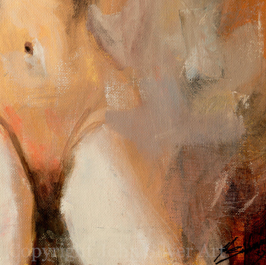 Thumbnail: Nude Female Portrait Original Impressionist Painting 40 x 30 cm by John Silver