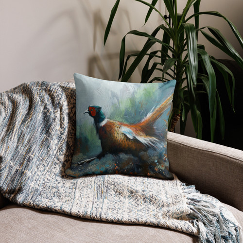 Running Pheasant Premium Pillow Case John Silver Art