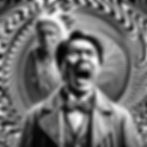 Man recoils from the TV showing Night of the Living Dead, popcorn spilling everywhere.