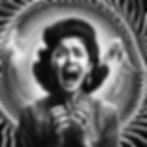 A woman watches the classic horror film "Night of the Demon," her expression mirroring the protagonist's fear.