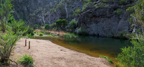 Needles Beach in Werribee Gorge