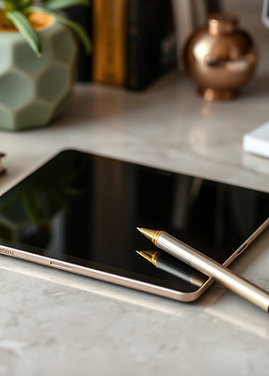 luxury ipad and sage green gray and gold pen on desk aesthetic.jpg