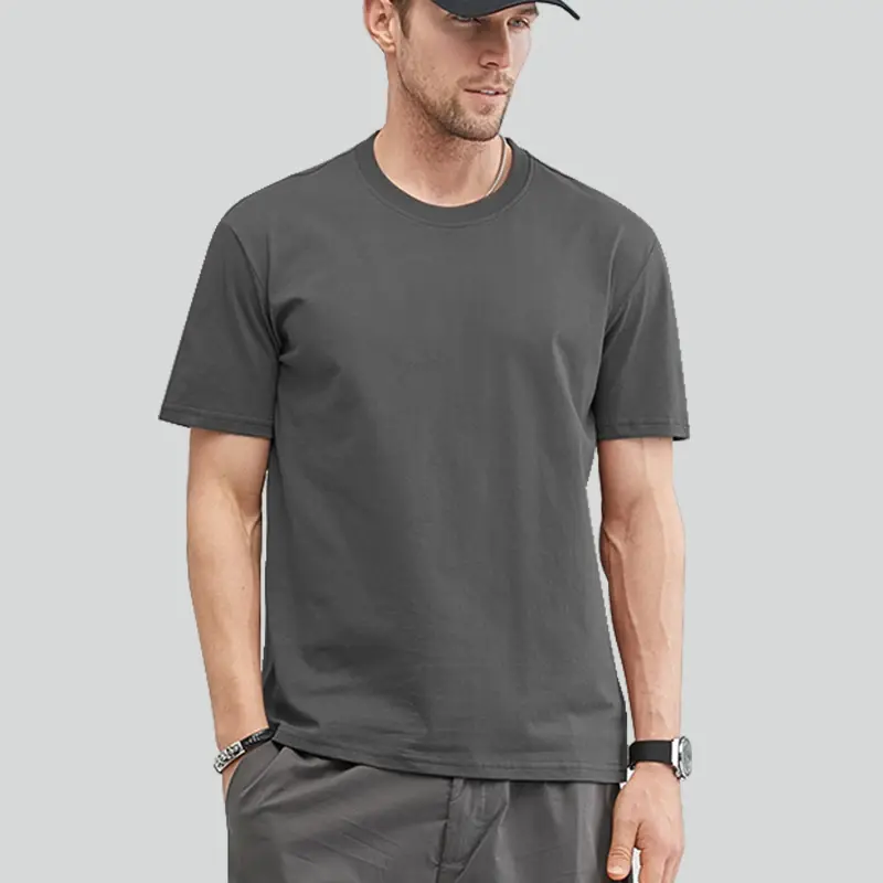 Thumbnail: Good Quality Men Cotton T-shirt Women Short Sleeves Tee Shirt Basic Plain Tops