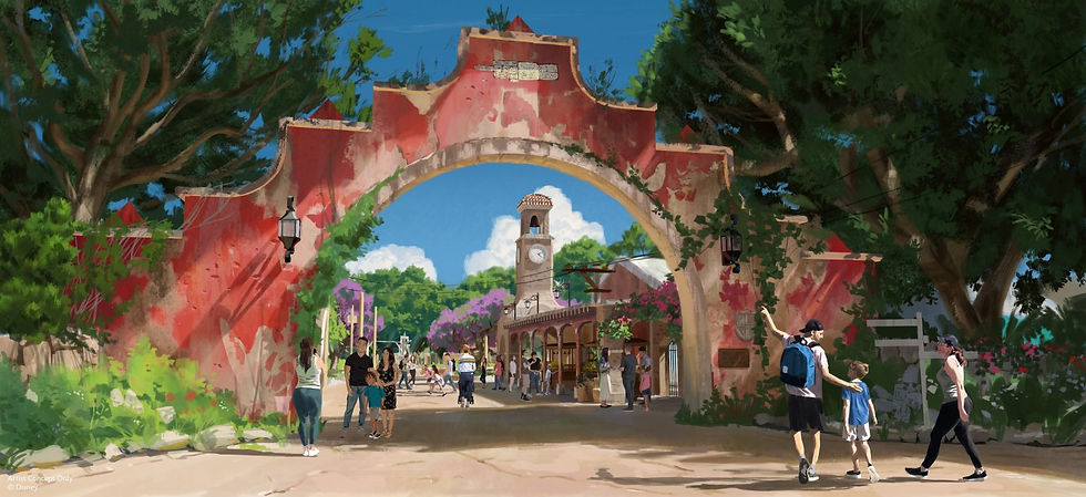 Concept art for Pueblo Esperanza Entrance in the Tropical Americas at Disney's Animal Kingdom.