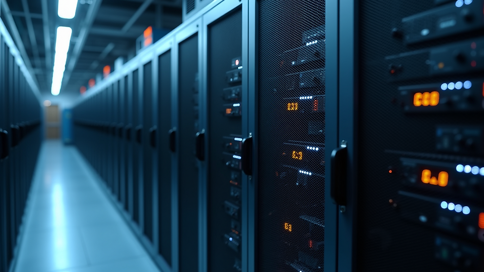 Close-up view of a server rack in a data center