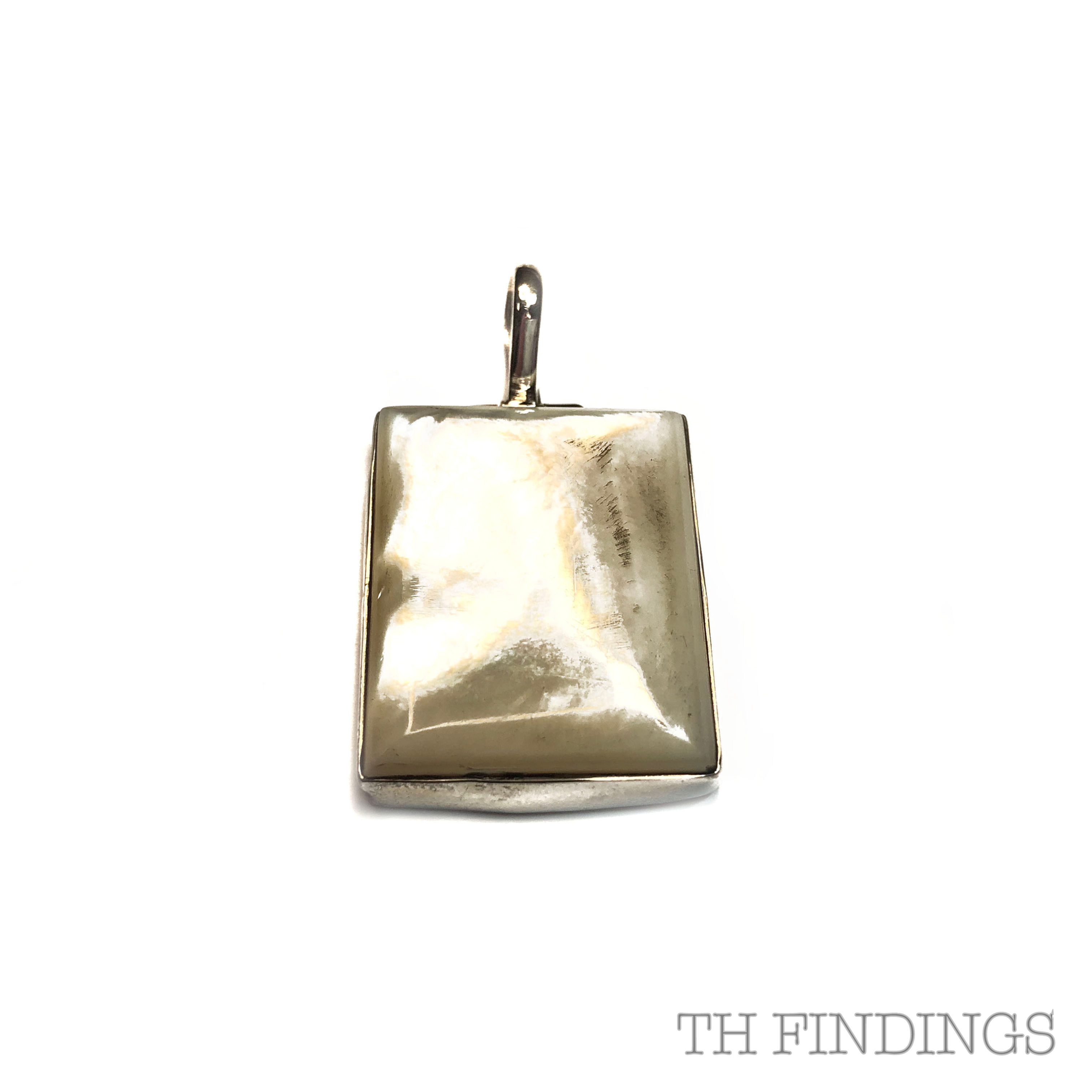 Mother of Pearl Semi Precious, Sterling Silver Statement Pendant