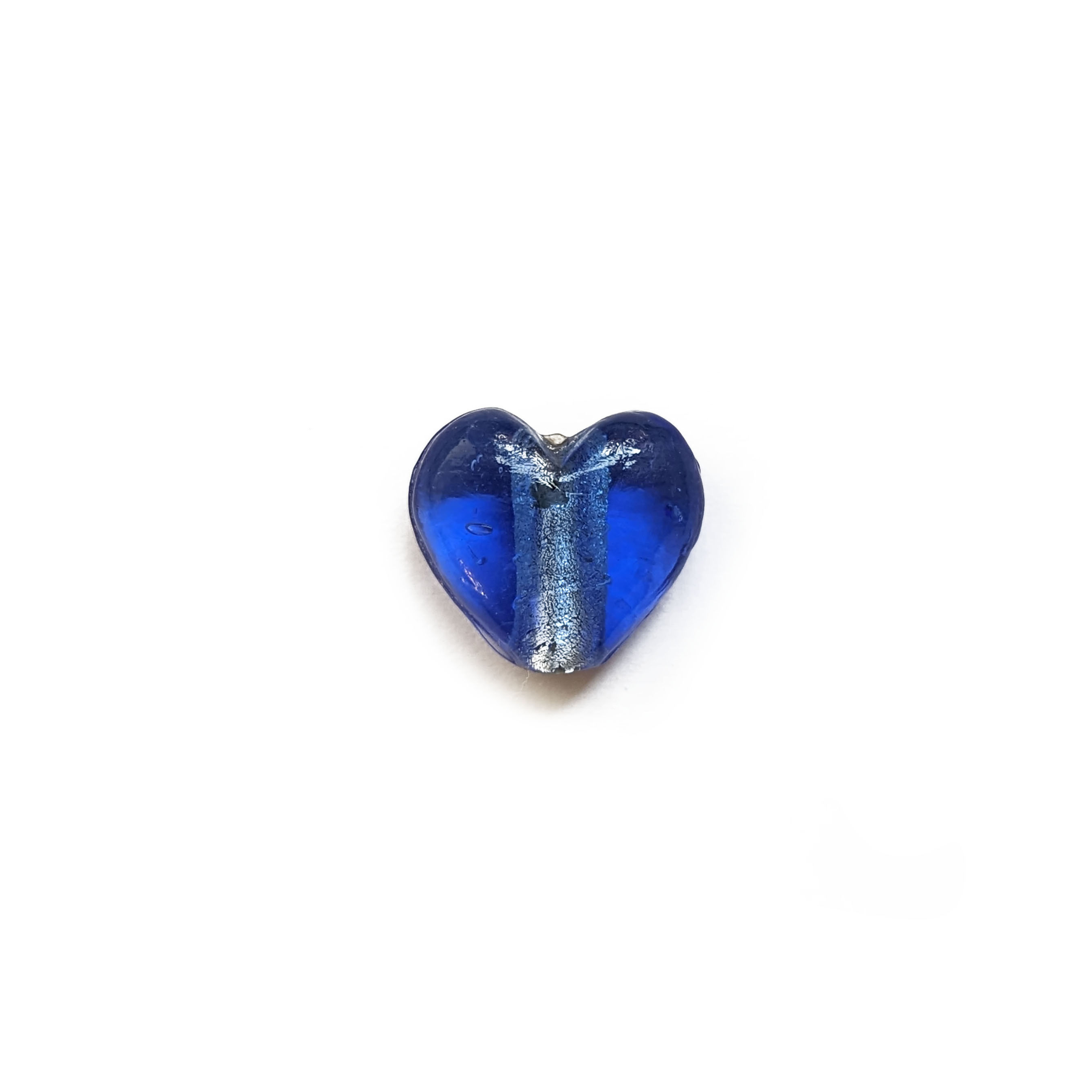 Blue 15mm x 10mm Glass Heart Bead (10 Pieces)