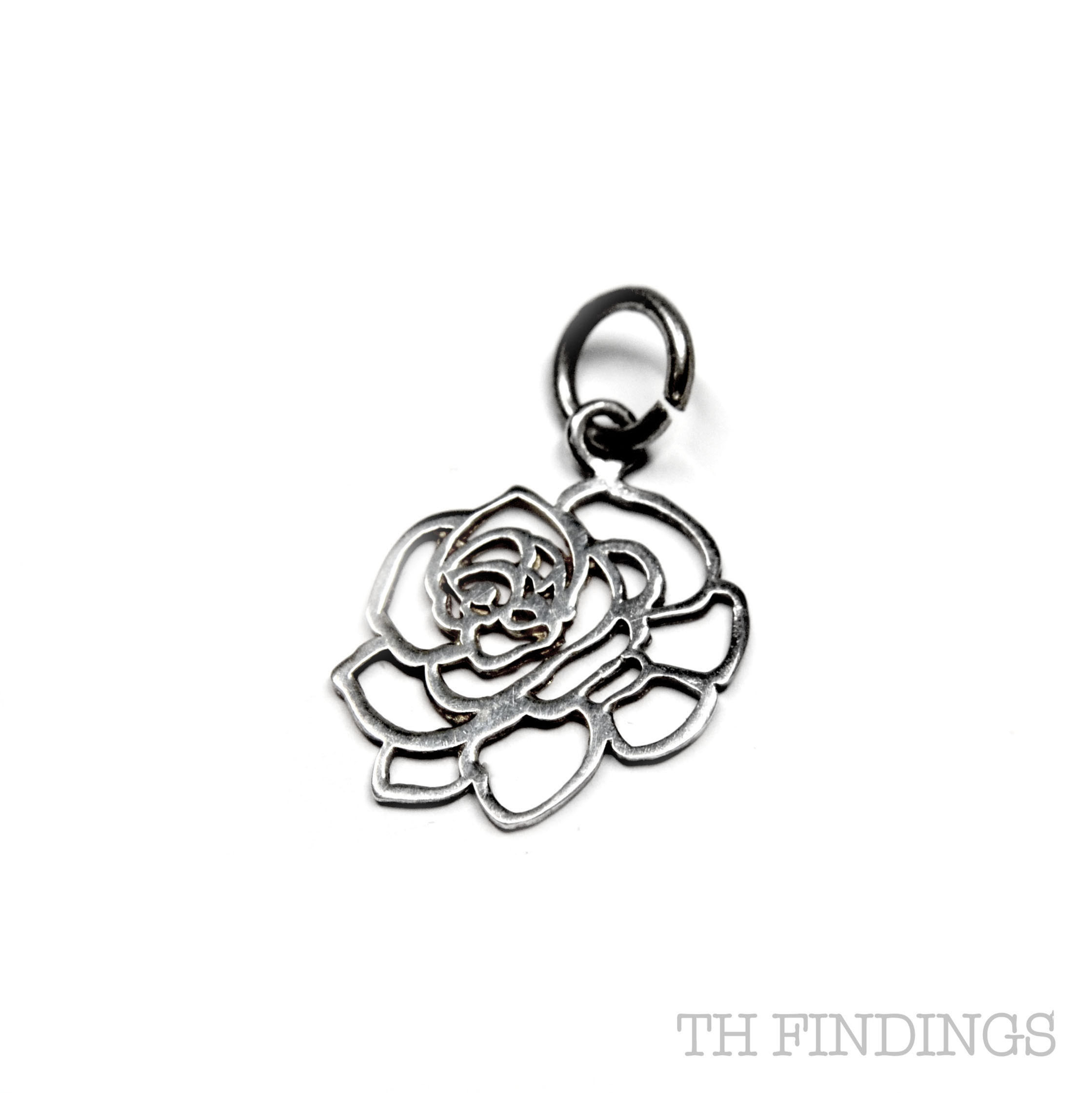 Sterling Silver 925 Rose Flower Charm