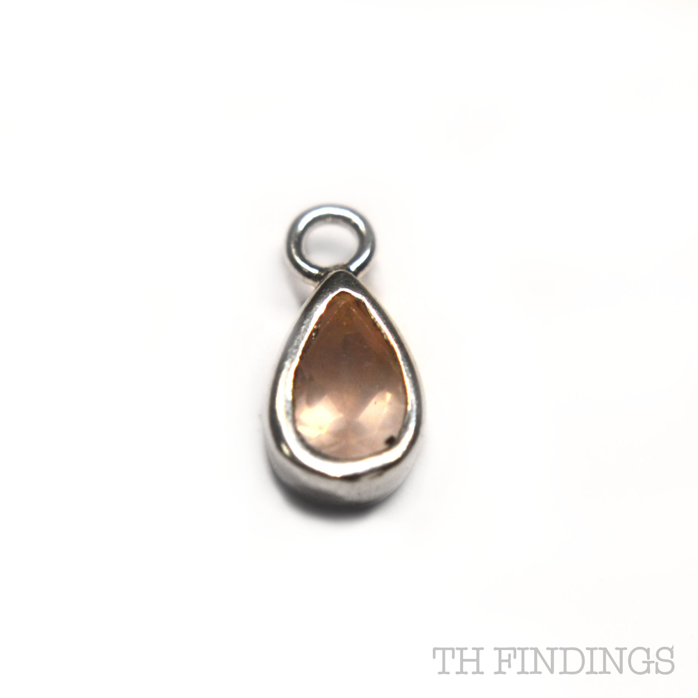 Sterling Silver 925 Pale Pink Teardrop Dropper Charm