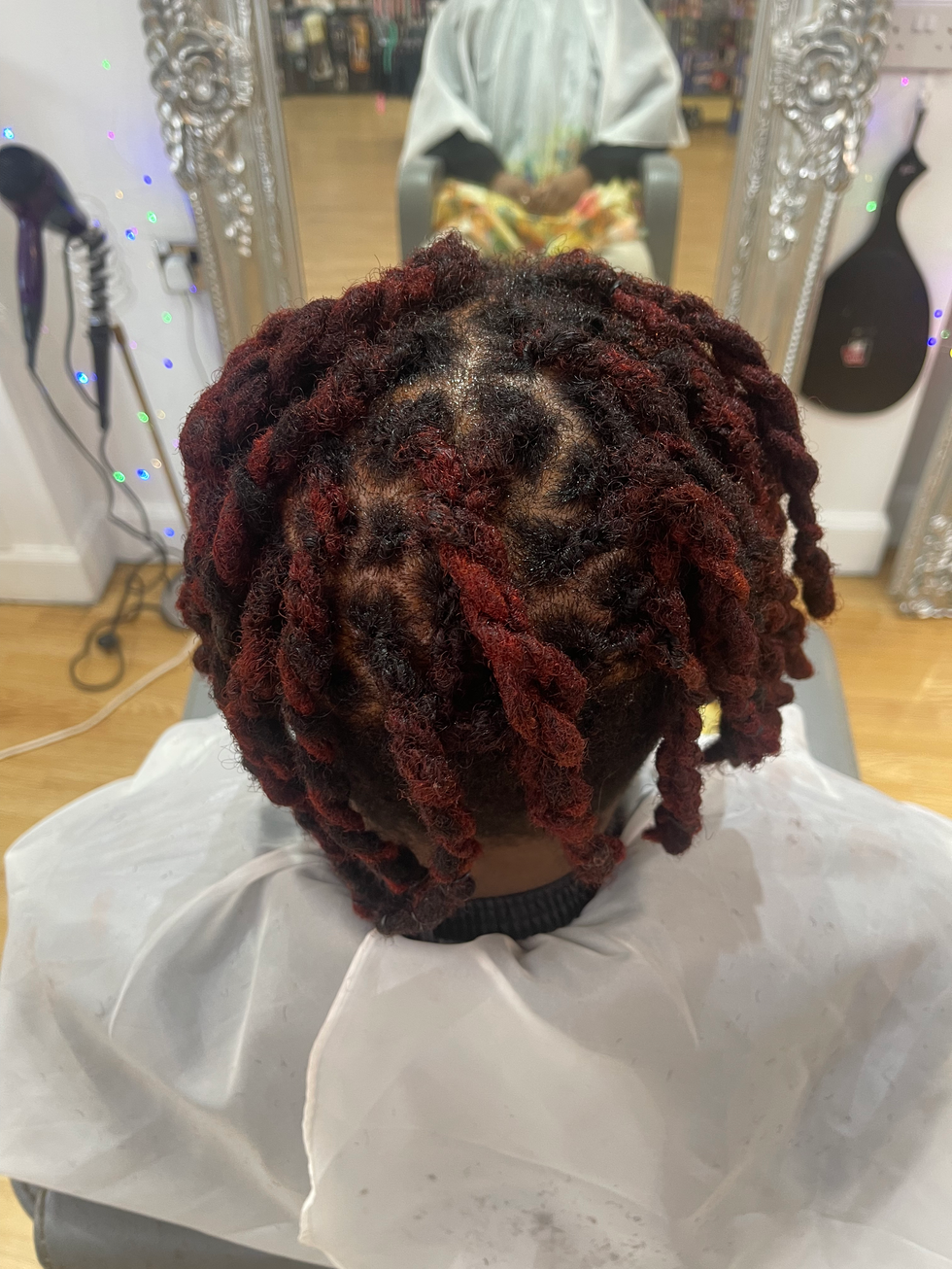 Men's burgundy loc retwist back angled view at Eestelia Hair Salon Dalkeith Edinburgh — men's loc retwist result