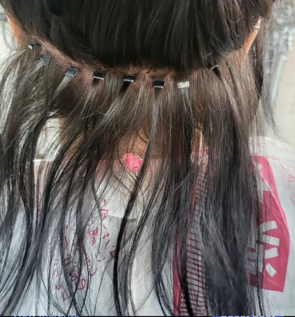 Nano bead extensions installation process at Eestelia Hair Salon Dalkeith Edinburgh — nano beads process technique
