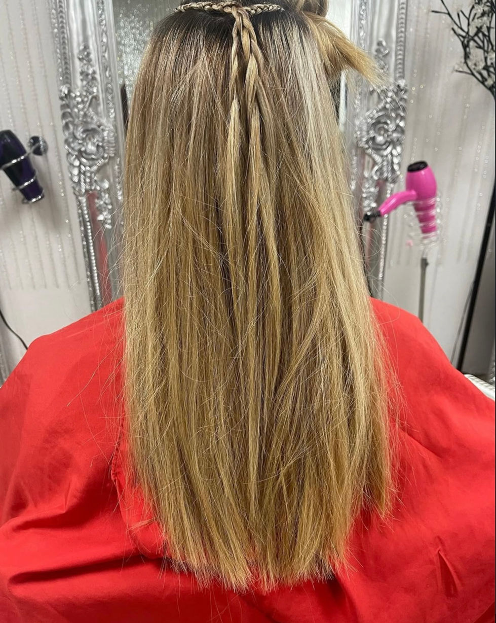 Hair extension tracks before at Eestelia Hair Salon Dalkeith Edinburgh — sew in track extensions result