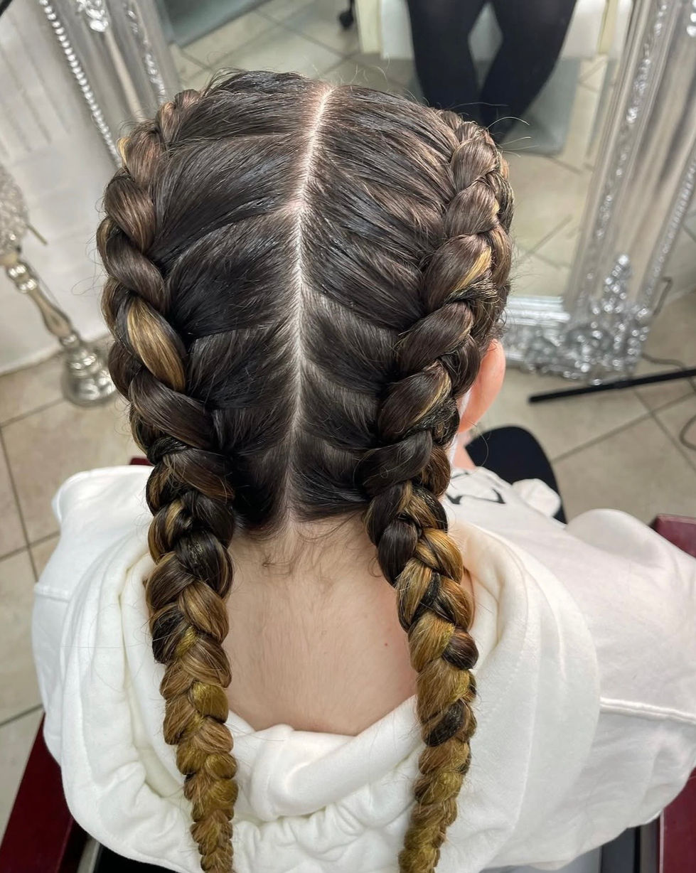 Kids French braid with extensions at Eestelia Hair Salon Dalkeith Edinburgh — children's braiding with extensions