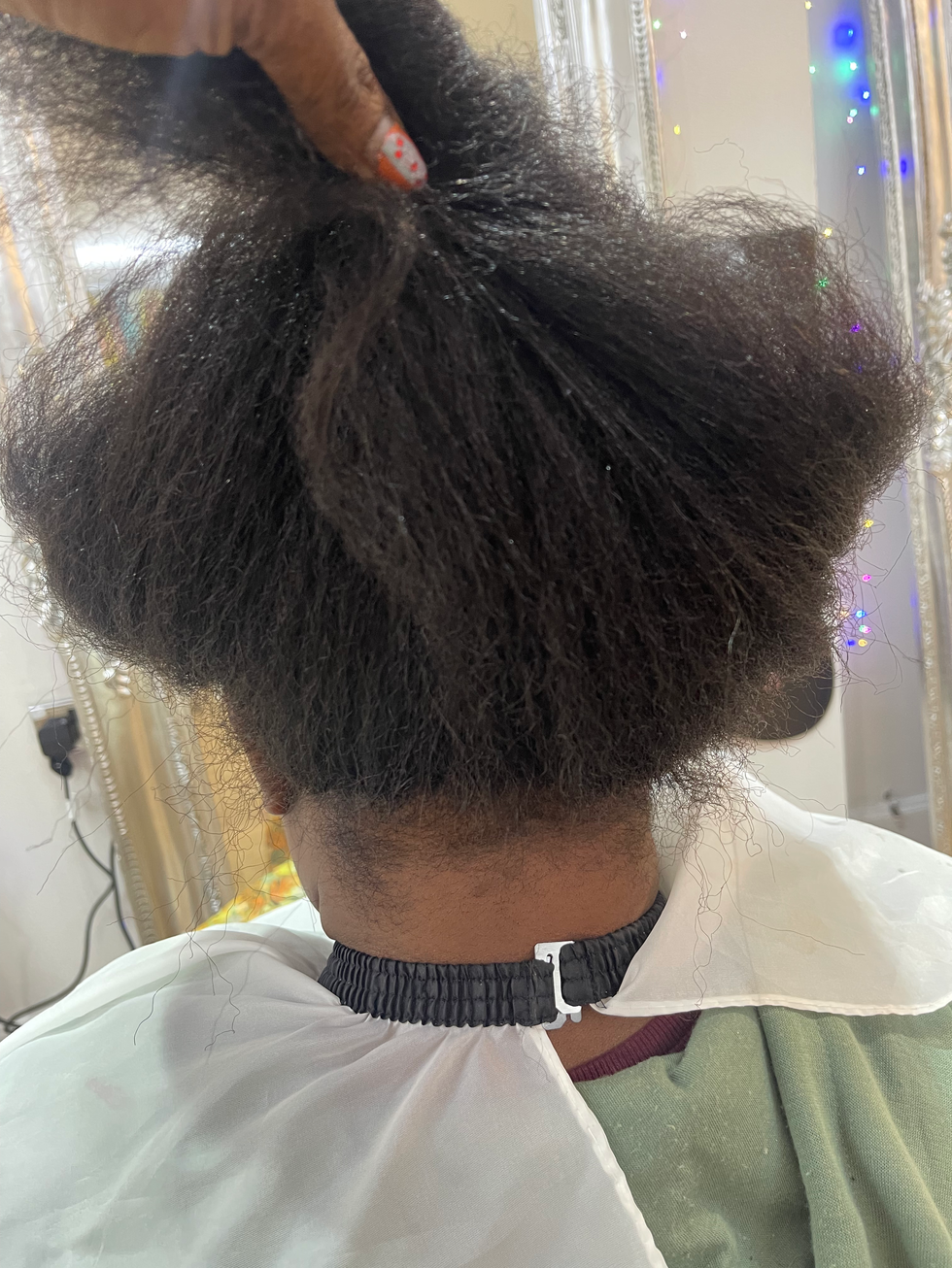 Crochet kinky natural texture ponytail upstyle at Eestelia Hair Salon Dalkeith Edinburgh — crochet versatile styling