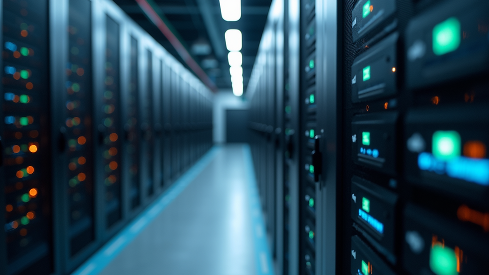 Eye-level view of a modern data center