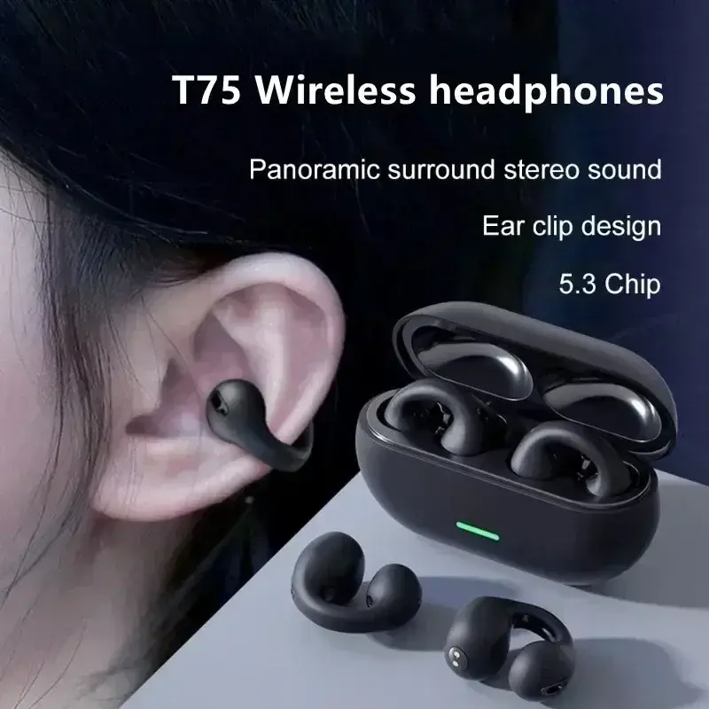Thumbnail: New Original T75 Bone Conduction Wireless Bluetooth 5.3 Headphones Sports Earpho