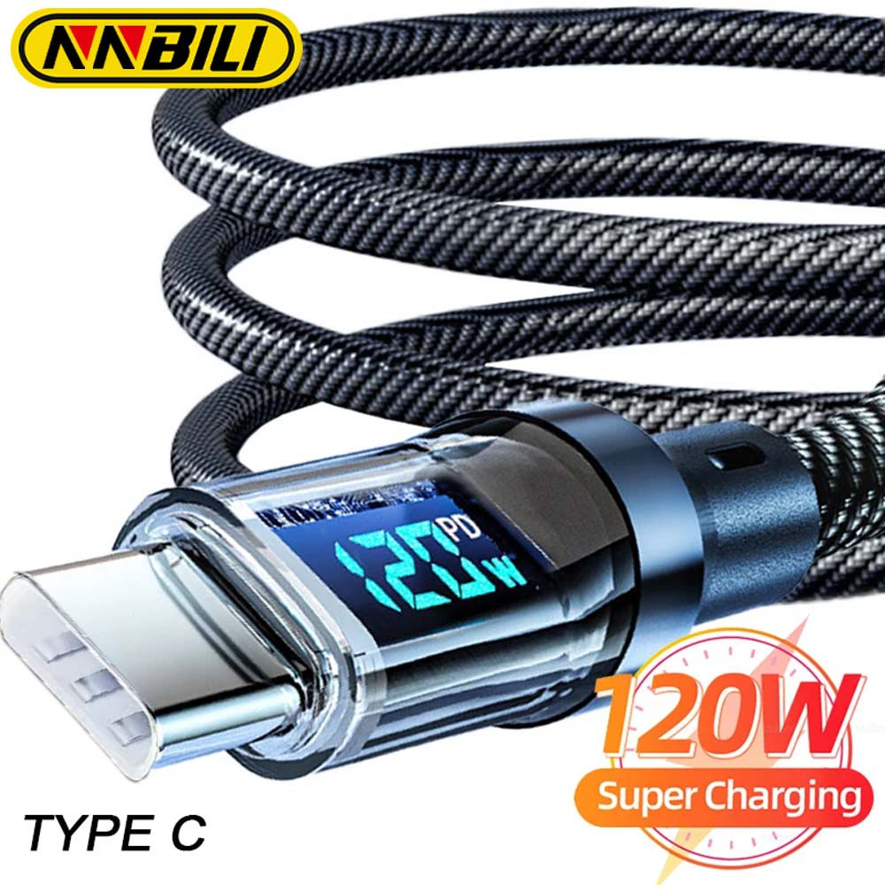 NNBILI 100W USB C 120W USB A charging cables with LED display screen, USB C=C-C�