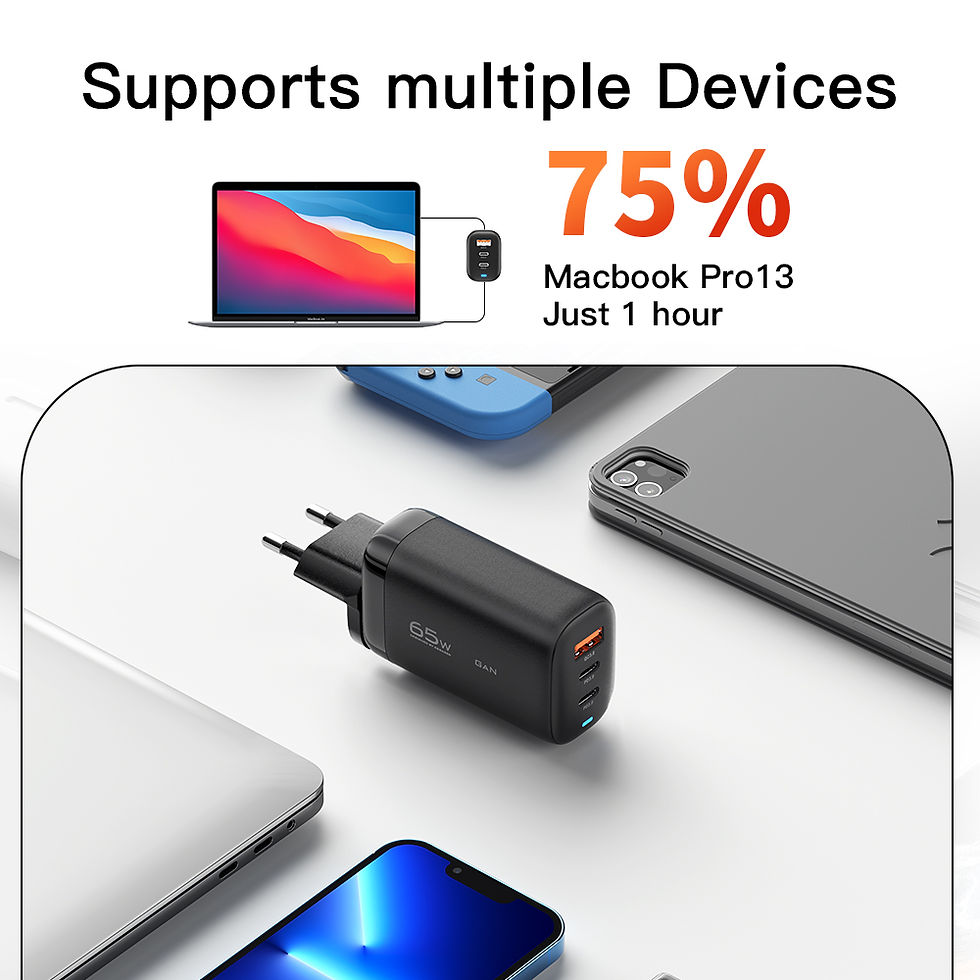 Thumbnail: Essager 65W GaN USB Type C Charger For Laptop PPS 45W 25W Fast Charge For Samsun