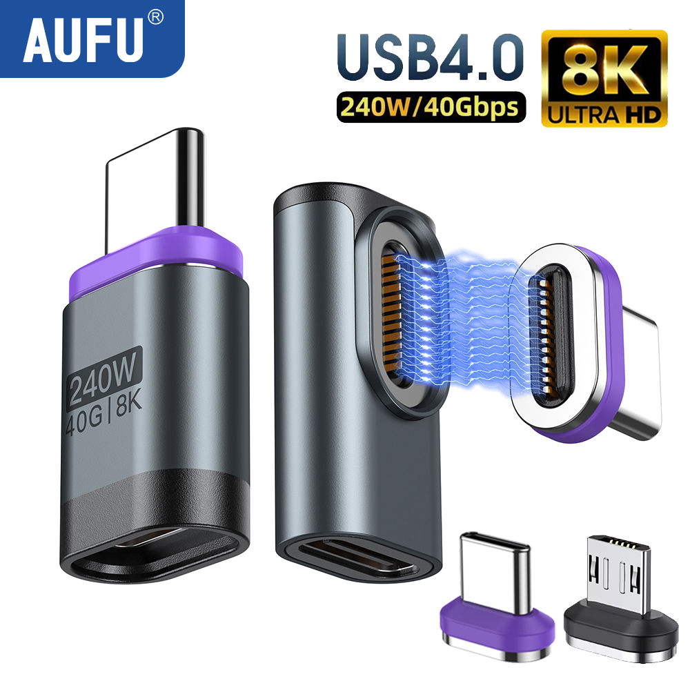 AUFU USB4.0 Magnetic Type C Adapter 240W 40Gbps Fast Charging Data Converter for