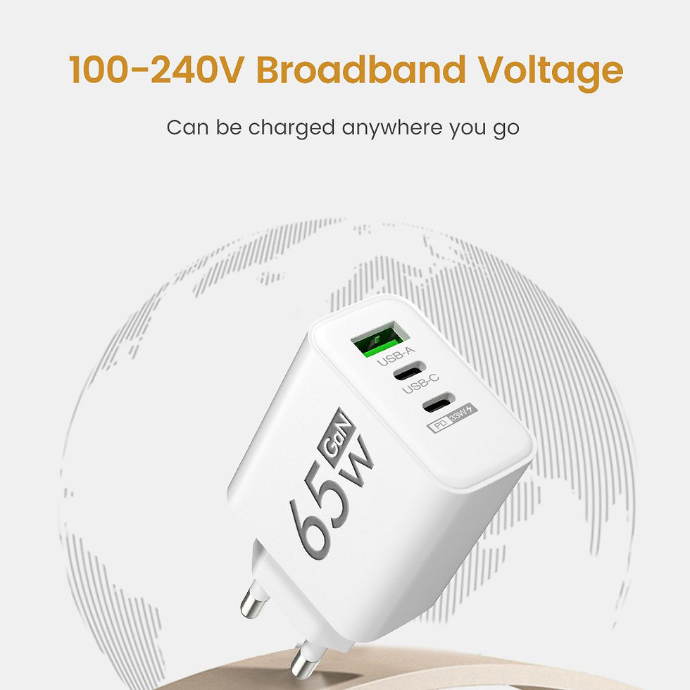 Thumbnail: 65W GaN Fast Charger USB Type C PD QC3.0 Quick Charging Charger Mobile Phone Ada