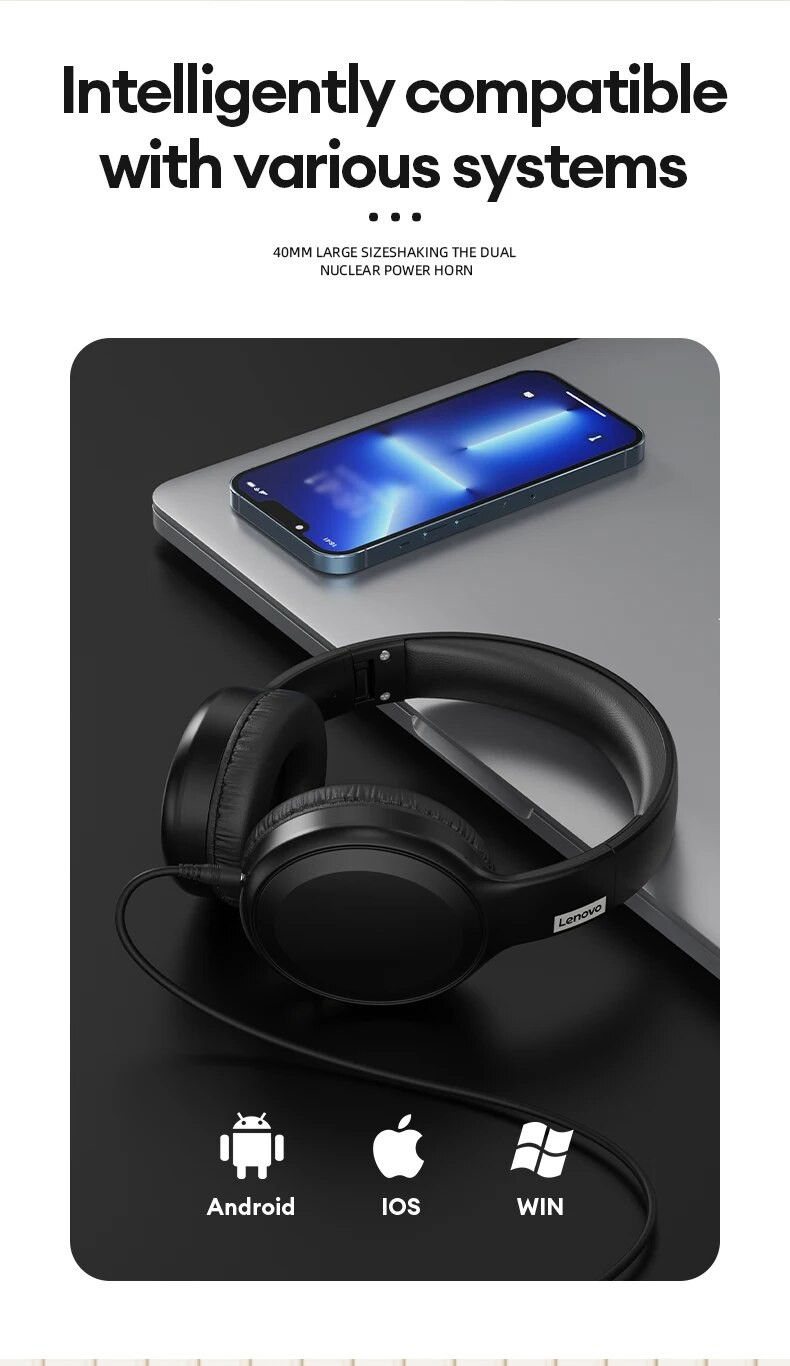 Thumbnail: Choice Lenovo TH30 Wireless Headphones Bluetooth 5.3 Earphones Foldable Game Hea