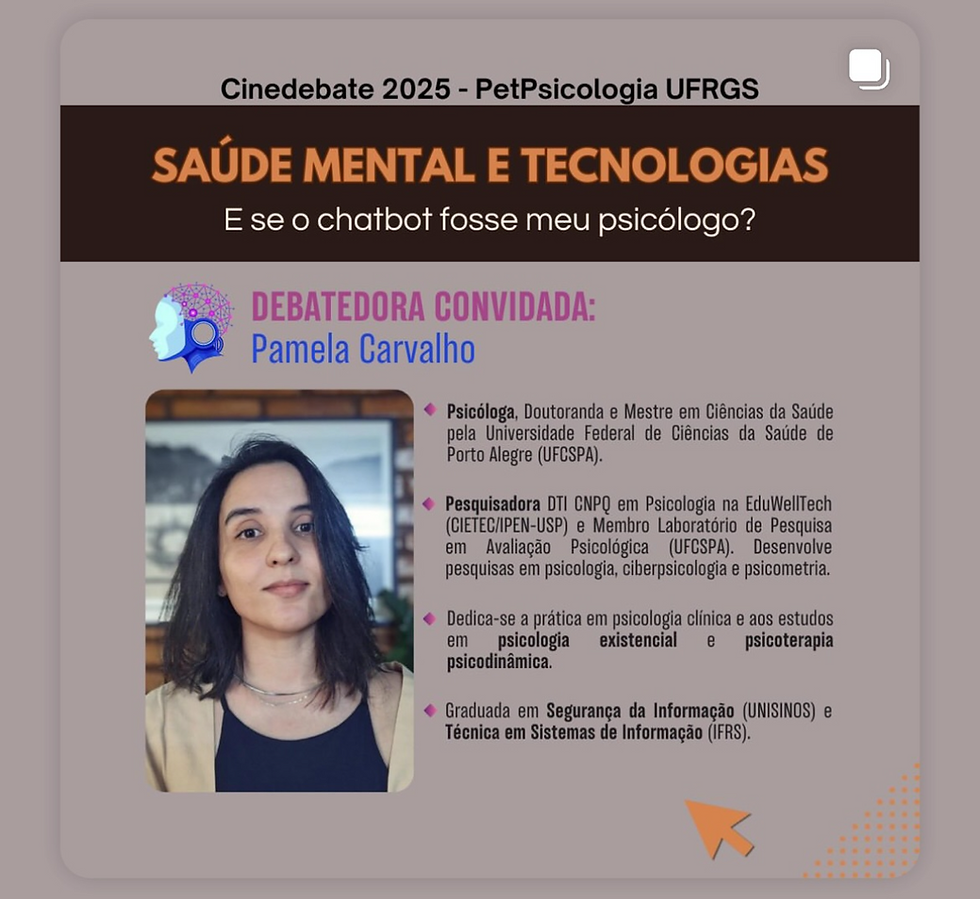 Pesquisadora da EduWellTech discute IA e saúde mental em cinedebate da UFRGS