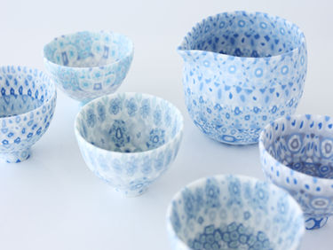 【 金田萌永 展 】より、透光練込片口/ぐい呑 bloom