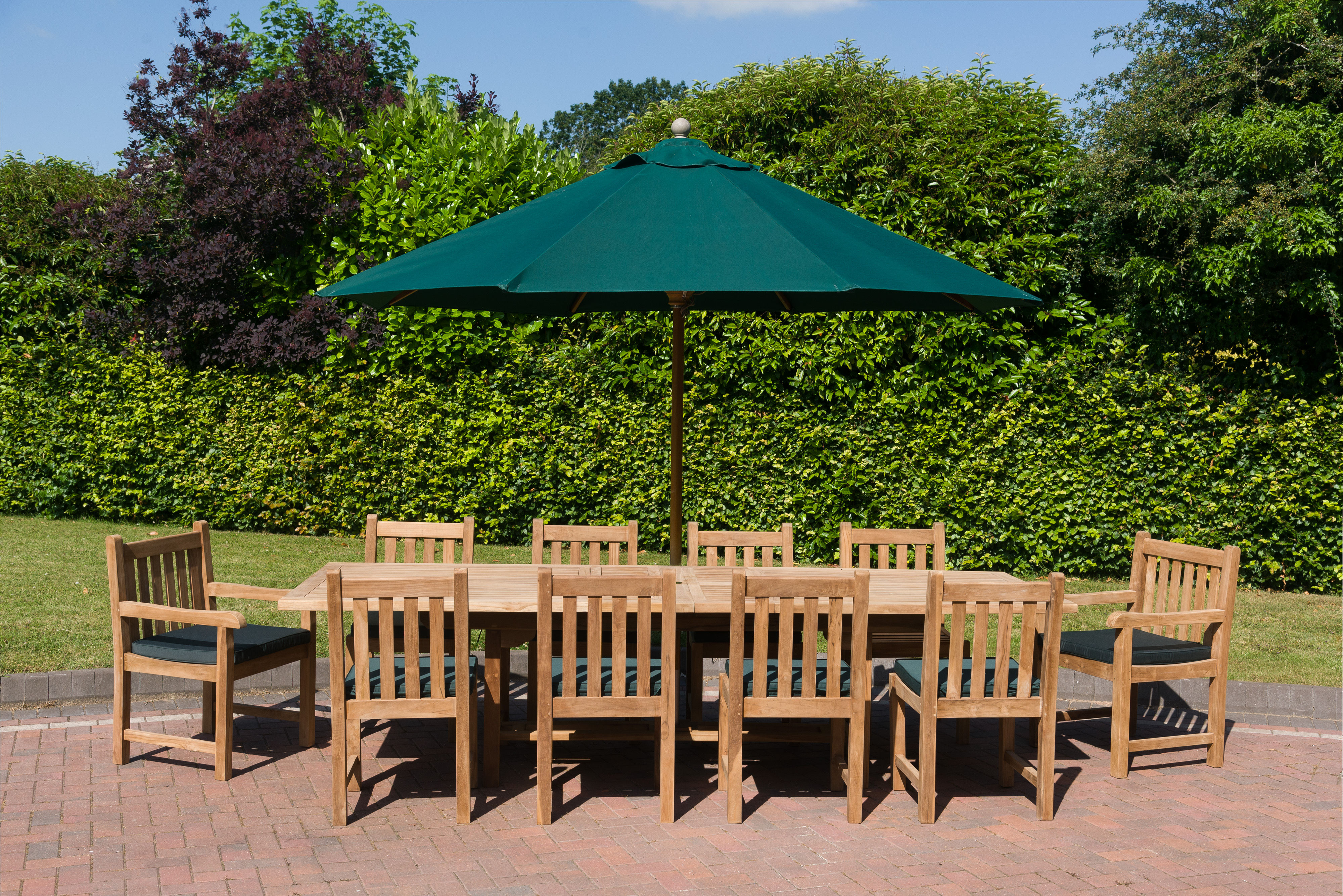 Windsor Teak Extendable Table 10 Huxley Chairs Garden Dining Set 240-300x120cm