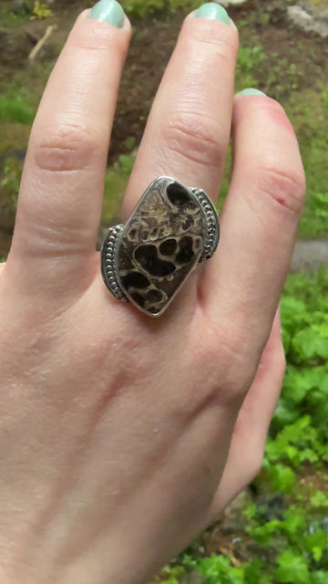 Thumbnail: Turritella Agate & Sterling Silver Ring