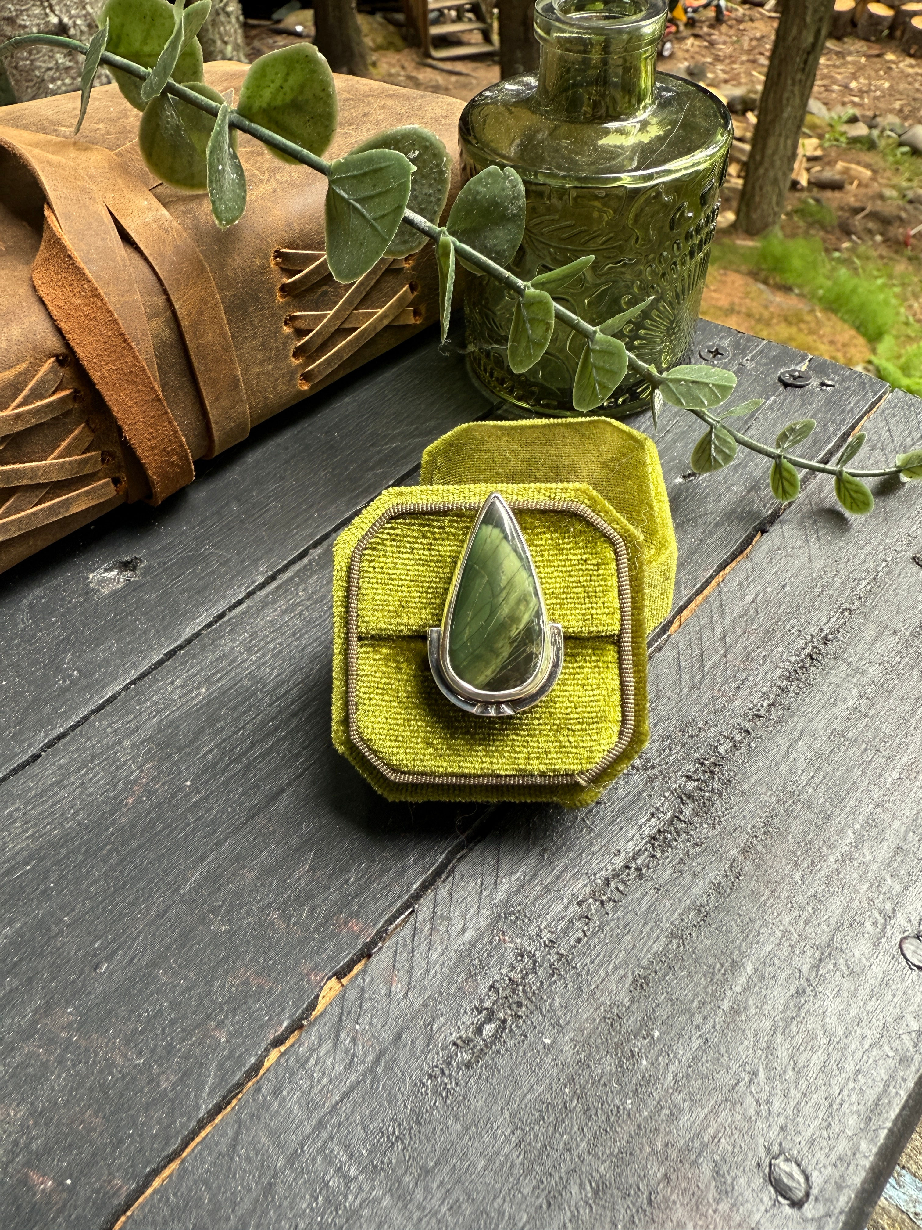 Imperial Jasper & Sterling Silver Teardrop Ring