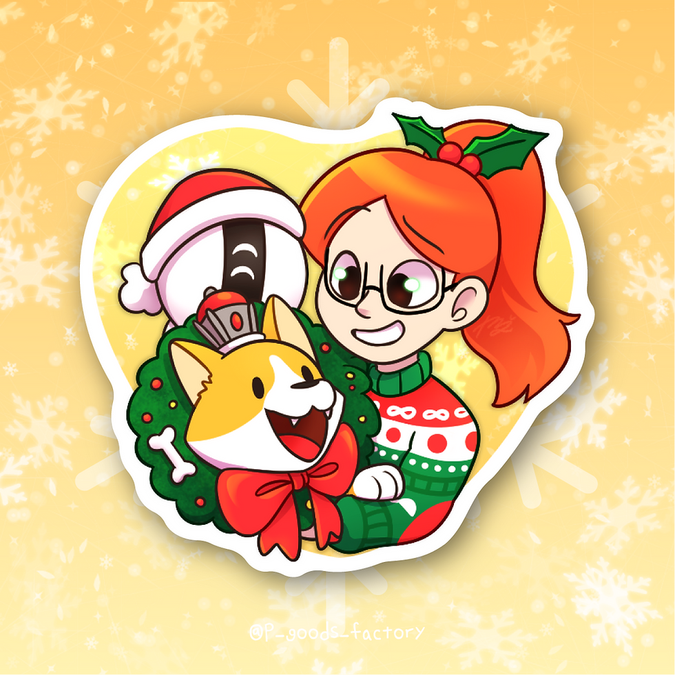 Thumbnail: Tulip & One-one & Atticus Christmas heart pin button and sticker