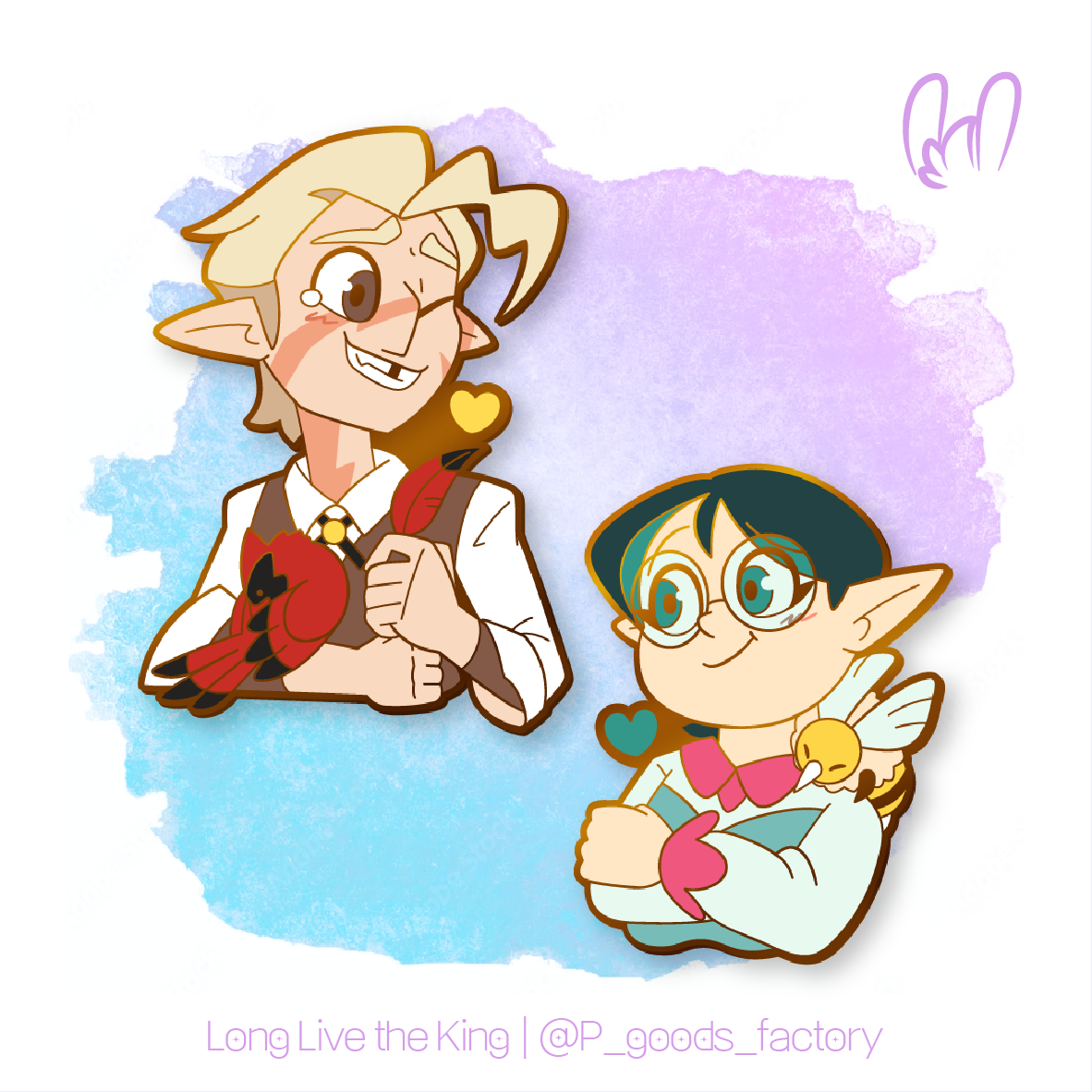 Hearts Together Huntlow enamel pins