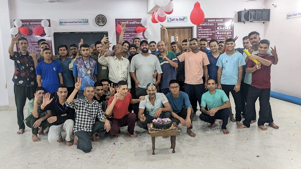 People celebrating sober recovery at rehabilitation in dehradun sober house samiti