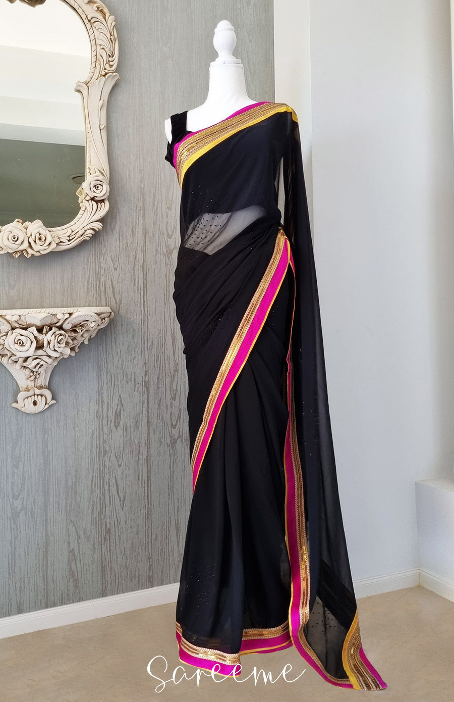 Thumbnail: Black Statement Georgette Saree